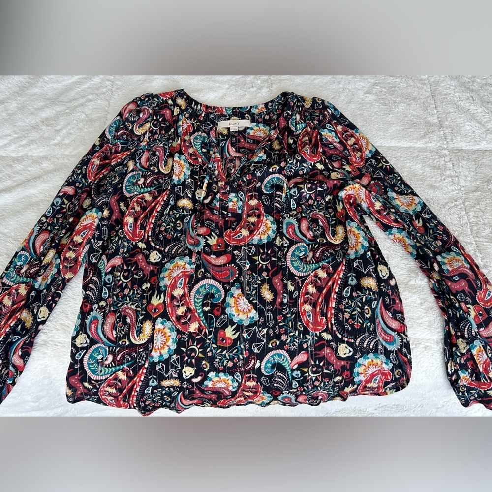 Loft XL novelty print blouse